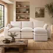 Divano modulare 263x167x85 cm in velluto a coste beige, 3 posti