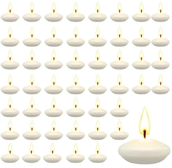 Candele Galleggianti 50 Unità - Candele Acquatiche Senza Sapore - Per Matrimoni - Piscine - Bagni Termali - Crea Ambiente