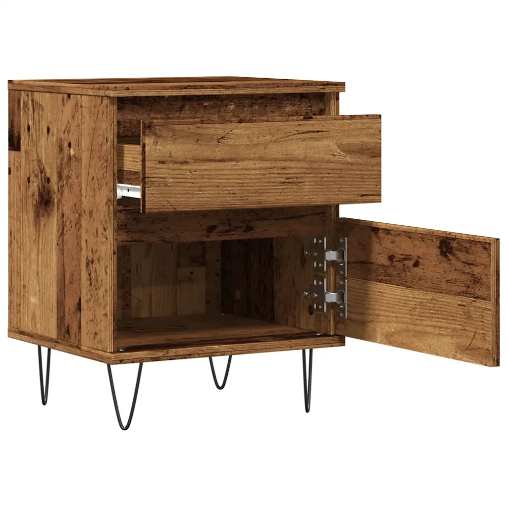 Comodini 2pz Legno Antico 40x35x50 cm in Legno Multistrato 857417