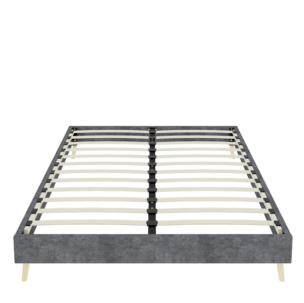Letto moderno 140 x 200 cm grigio in tessuto e metallo