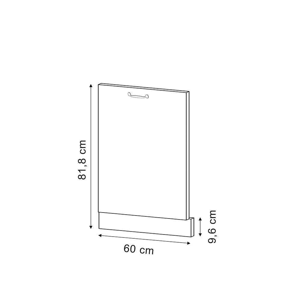 Pannello frontale della lavastoviglie R-Line Bianco lucido/Antracite 60 cm senza piano di lavoro Vicco