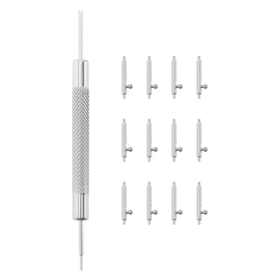 Penne per orologio 10 mm - Rilascio rapido - Acciaio inossidabile - 12 pezzi - Diametro 1,5 mm - Compatibili con accessori cinturino orologio