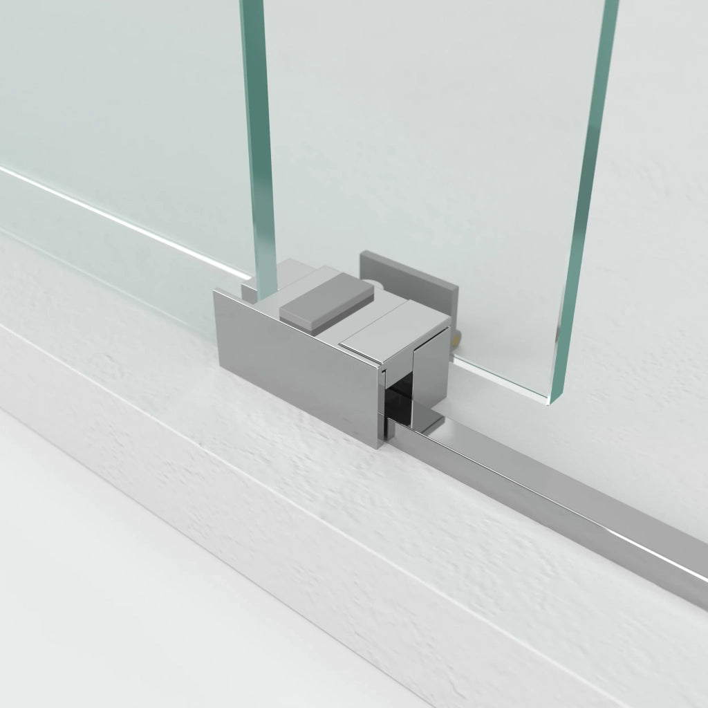 Box doccia angolare BASIC fisso + scorrevole + laterale fisso 150x90 cm (145-150/86,5-89) nichel spazzolato vetro Frost