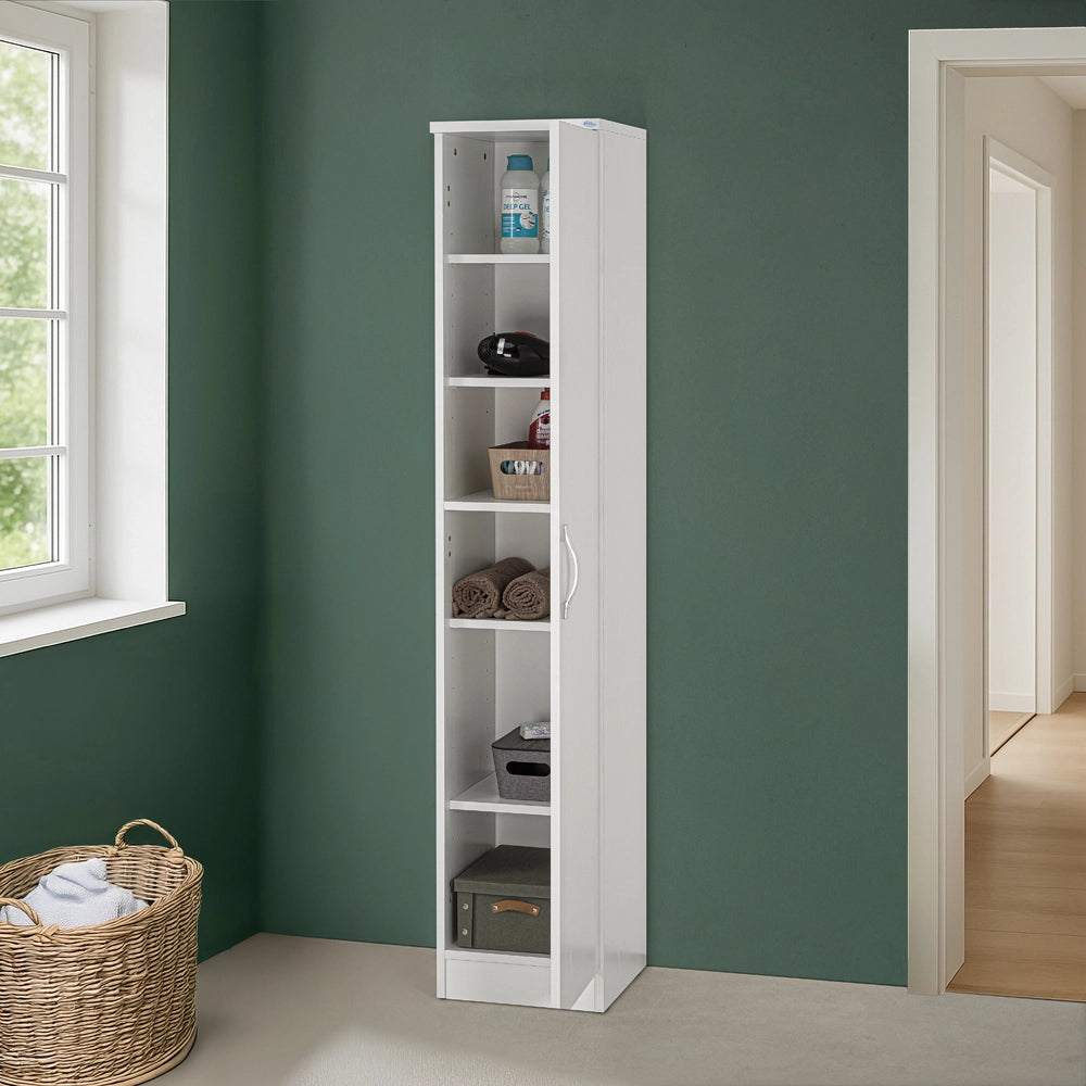 Colonna multiuso 36x182cm salvaspazio in legno bianco 1 anta linea Pilar