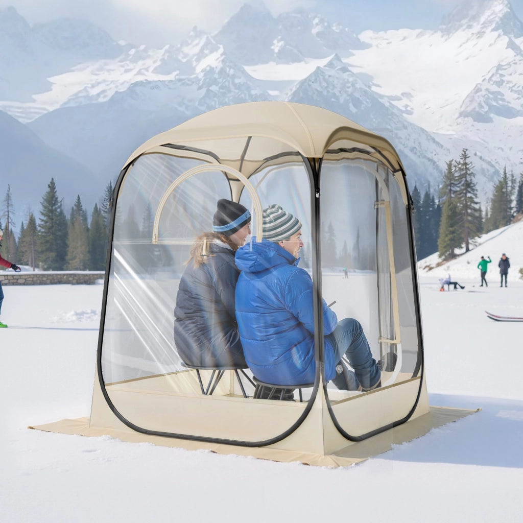 Tenda Igloo Pop-Up Trasparente per Giardino ed Esterni 127x127x170 cm Impermeabile in TPU e Oxford con Tappetino e Borsa