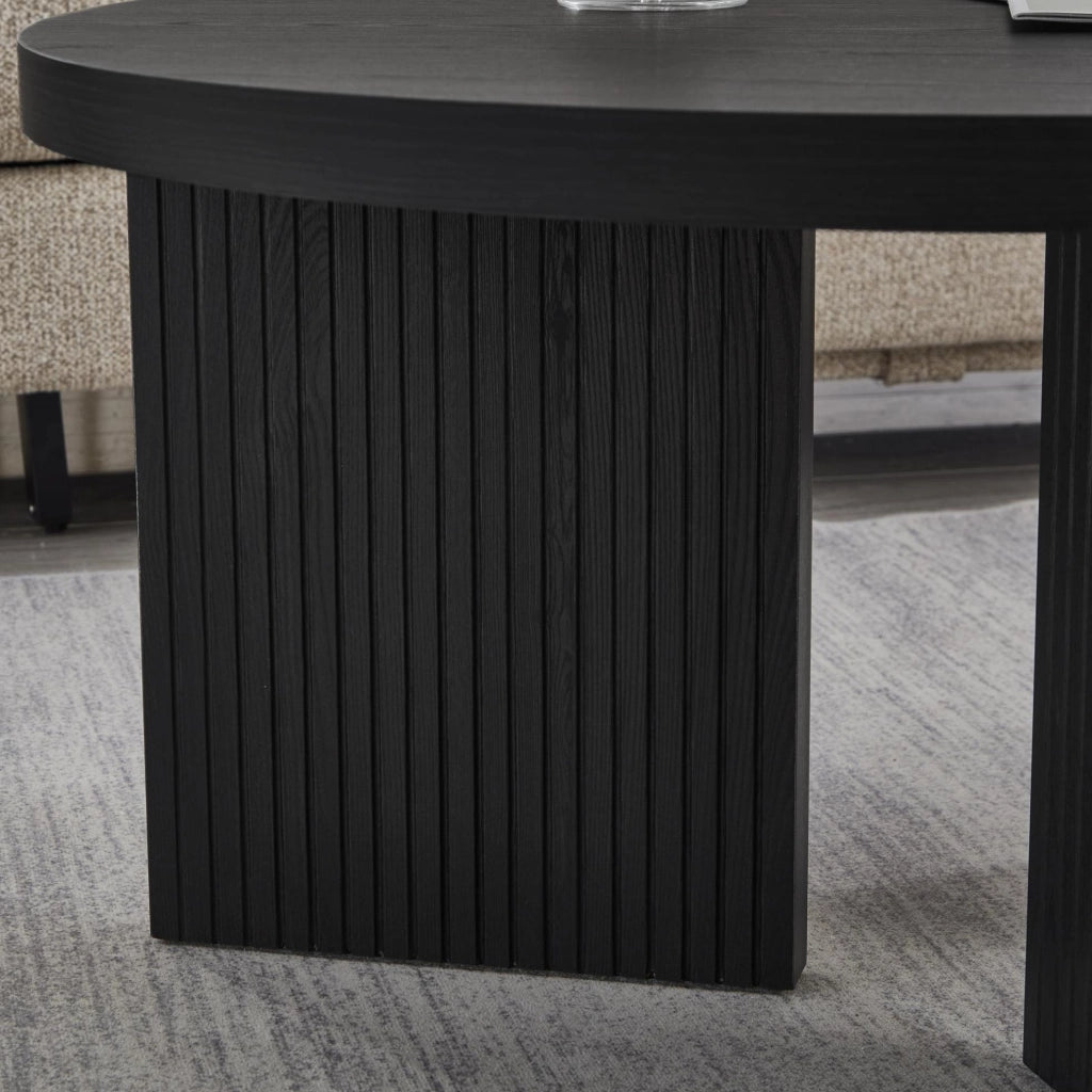 Tavolino da salotto rotondo nero in MDF HOMVRA