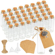 40 mini bottiglie di vetro da 17 ml con tappi di sughero, etichette e accessori
