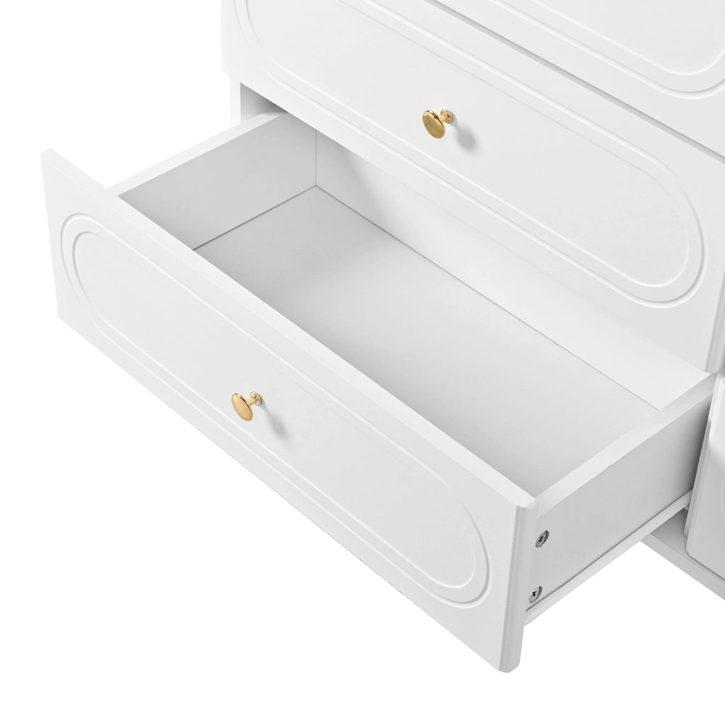 CREDENZA 6 Cassetti 120x40x75 cm Bianca in MDF e pannello truciolare