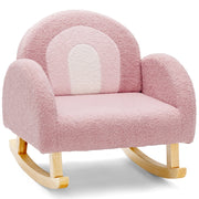 Sedia dondolo per bambini con gambe in legno massiccio e cuscinetti antiscivolo, Poltrona a dondolo Rosa-Divani per bimbi