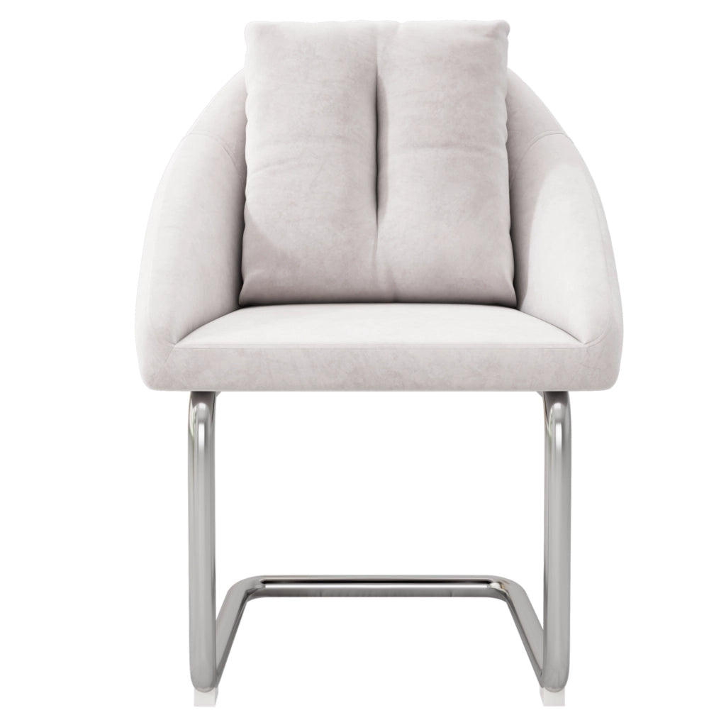 Sedie imbottite beige in velluto, confezione da 4 con struttura in metallo per uso quotidiano