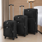 3 Pcs. Soft Luggage Trolley Set Black