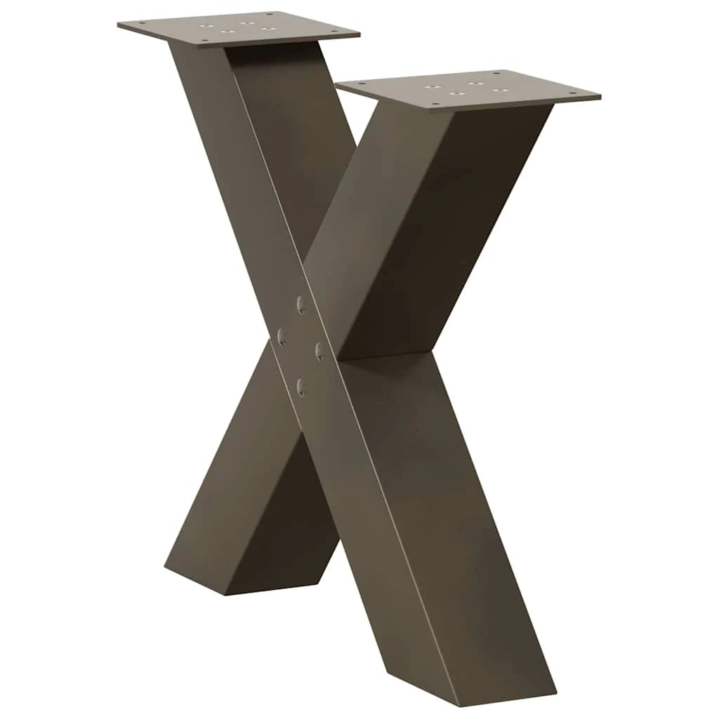 Set di 2 gambe per tavolino a X con piedini regolabili 60 x 42-43 cm in acciaio naturale 02_0057235