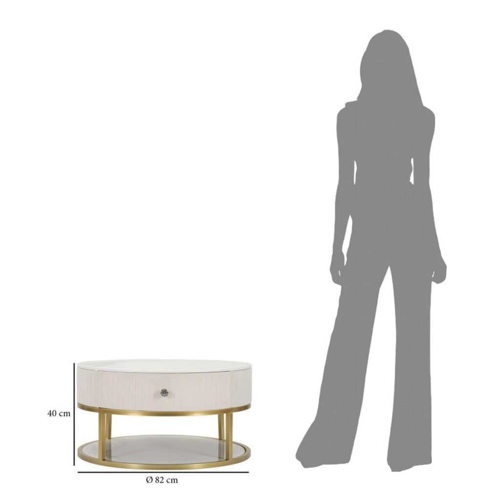 Tavolino VKH529, Bianco, Legno, 75x75x36 cm