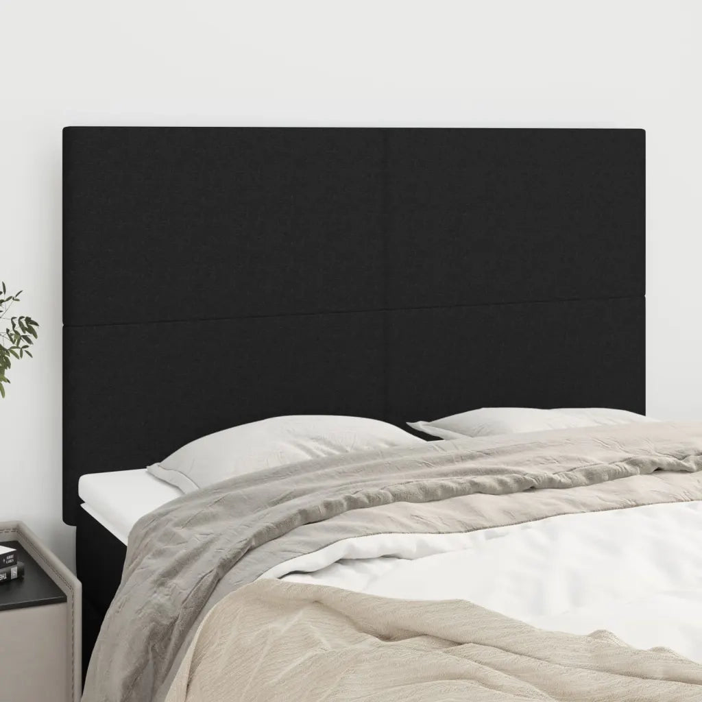 Testiera | Testata Nera 144x5x118/128 cm Tessuto