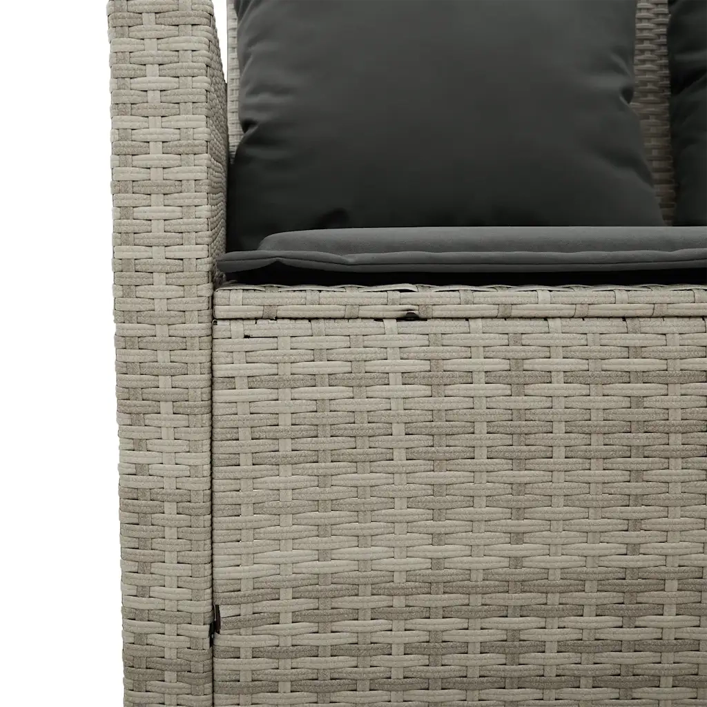 Divano 2 Posti con Cuscini e Tavolo-Sofa 2 Posti con Cuscini e Tavolo Grigio Chiaro Polyrattan