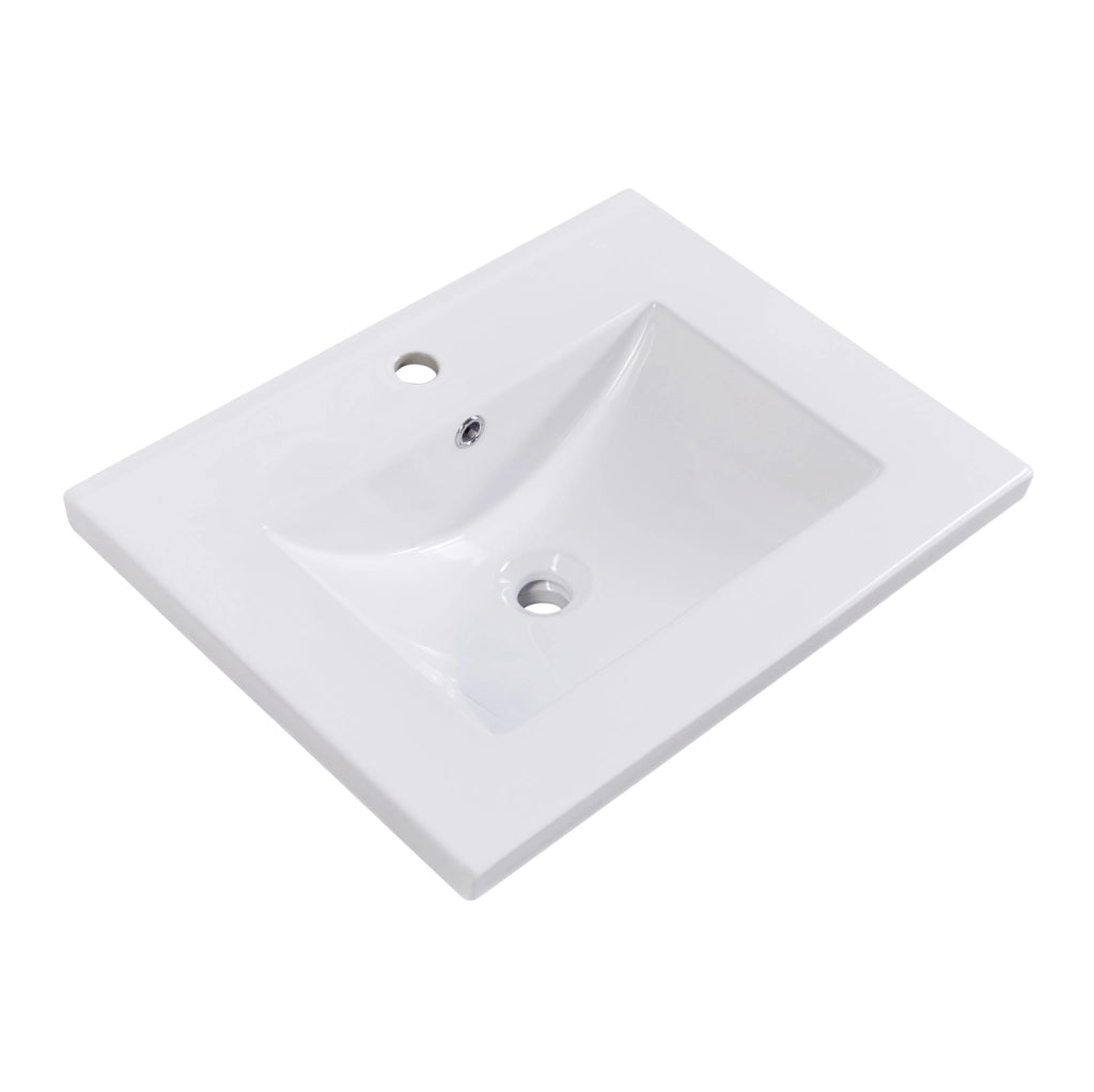 Mobile bagno a pavimento con lavabo in ceramica; bianco; legno massello e MDF