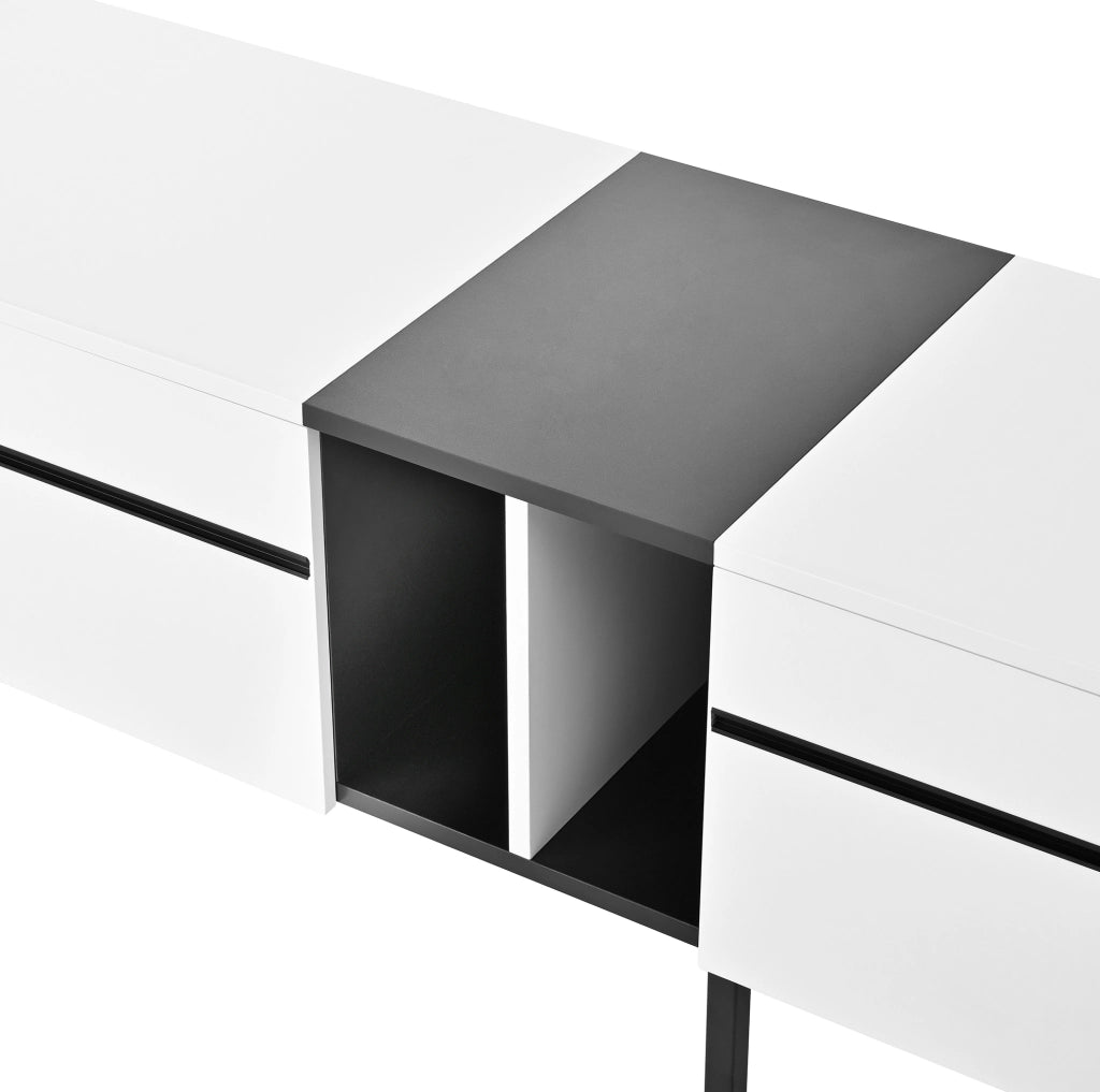 Mobile TV 180x38x45 cm con vano a ribalta e ante in truciolare bianco