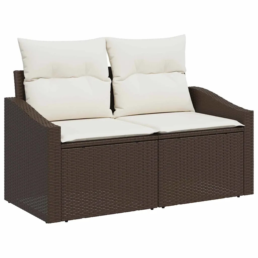 Set Divano da Giardino 9 pcs Marrone e Crema polyrattan