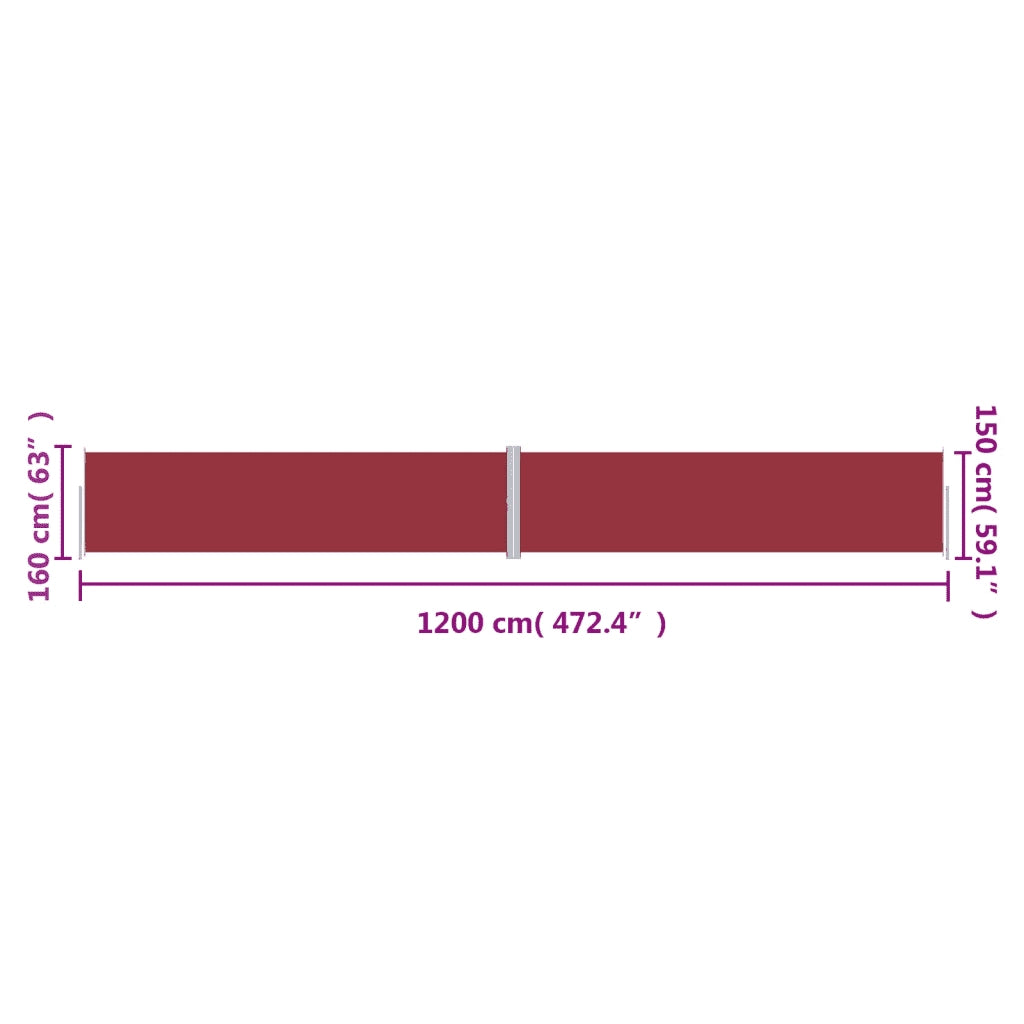 Tenda da Sole Laterale Retrattile Rossa 160x1200 cm 318071