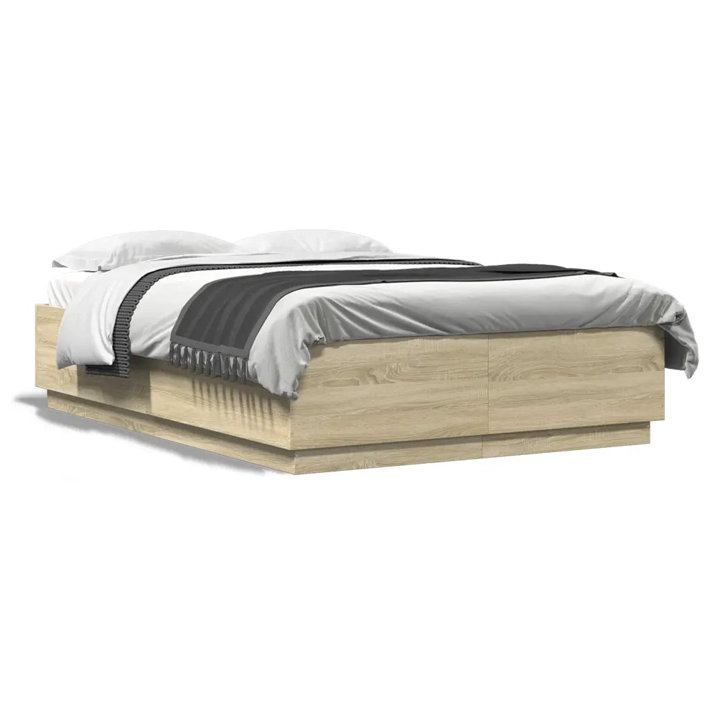 Giroletto Luci LED-Struttura Letto con LED Rovere Sonoma 120x200 cm Legno Multistrato 204114