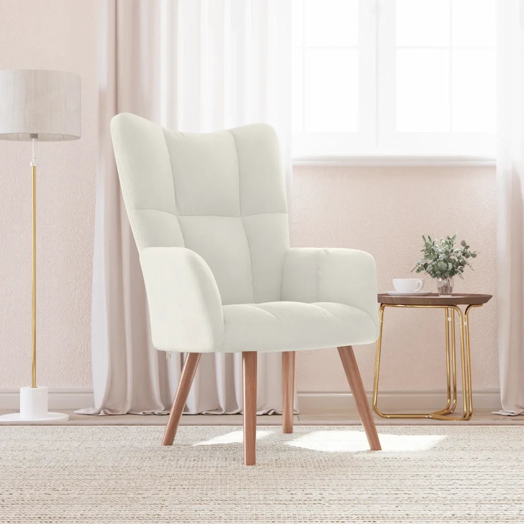 Poltrona | Sedia Relax Bianco Crema Velluto