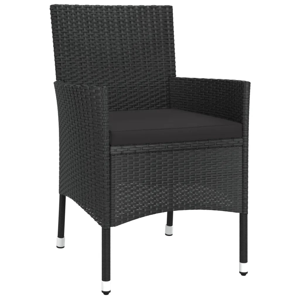 Set da Pranzo da Giardino 5 pz Nero con Cuscini in Polyrattan 3187398