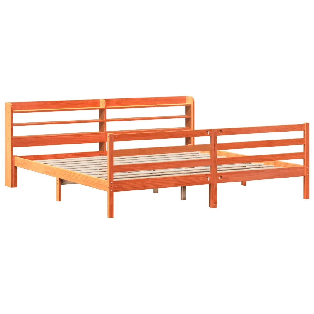 Letto senza Materasso-Struttura Letto Marrone Cera 200x200 cm in Legno di Pino 368507