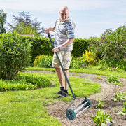 Aeratore per prato manuale a rullo 18 Inch con manico antiscivolo in acciaio e punte metalliche robusto per giardino