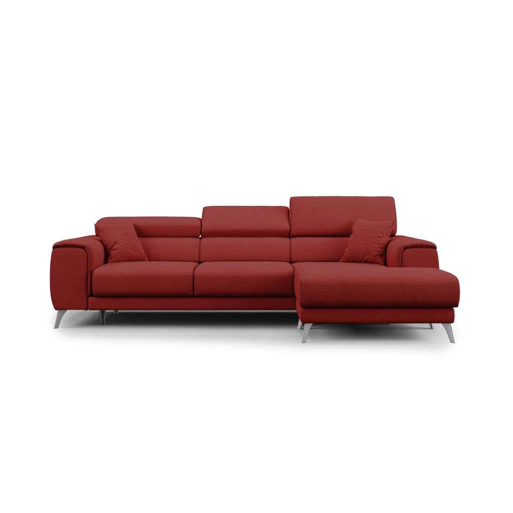 Fusion Divano angolare con sedute scorrevoli in tessuto morbido smacchiabile T05 260 cm Destro rosso