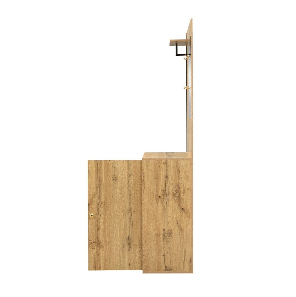 Guardaroba da ingresso MDF con specchio, seduta e portaombrelli