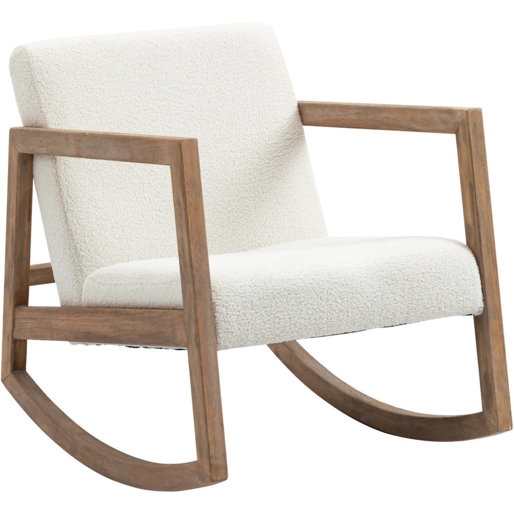 Sedia a dondolo imbottita in legno color crema