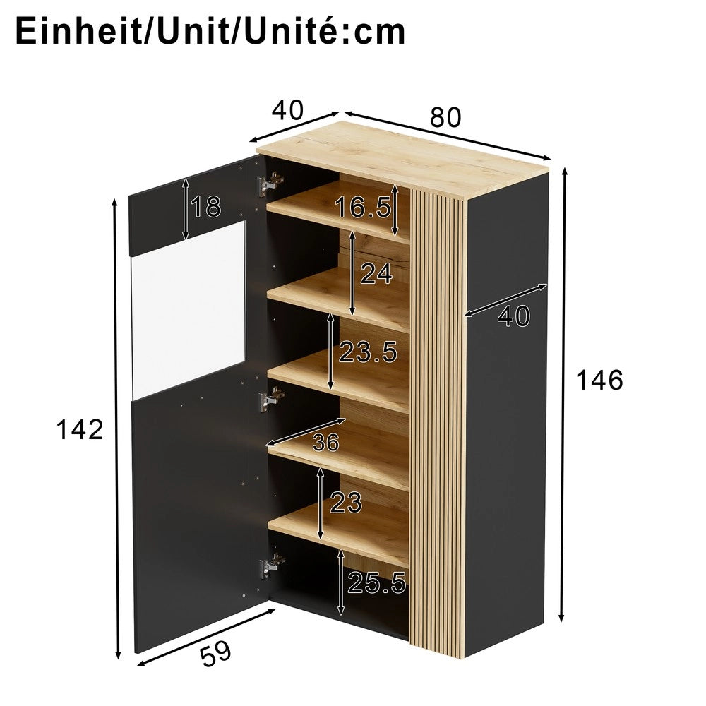 Mobile Organizer con Luci LED 16 Colori e Ripiani ¨C MINIMAL ¨C Bianco, Ante con Vetro
