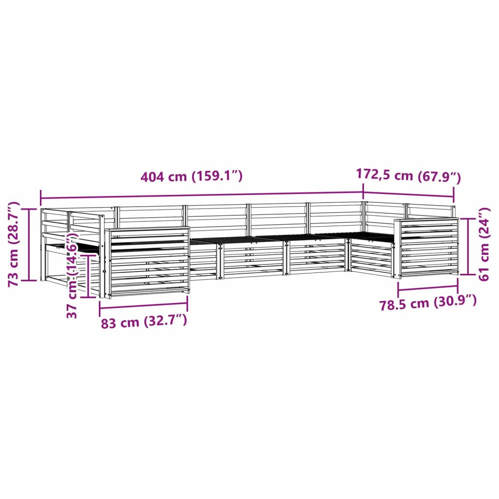 Set divani 7 pcs Naturale Legno di Acacia Massello 3374064