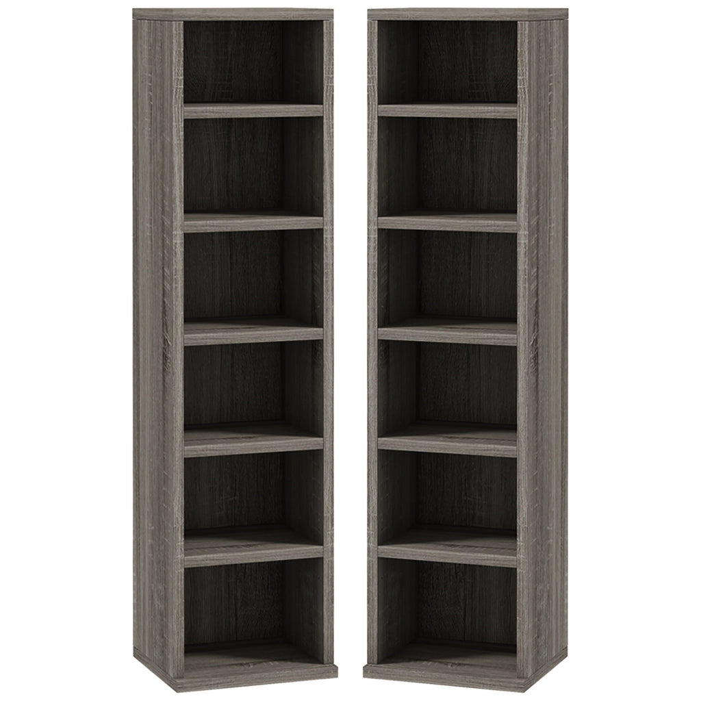 Libreria a colonne 2 pezzi ¨C Xylo ¨C 12 scomparti per CD DVD grigio scuro 21x22,5x88,5 cm