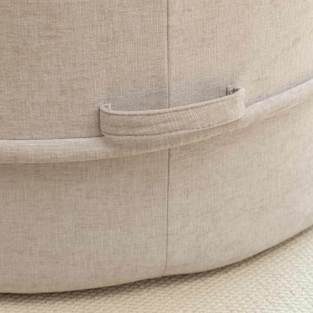 Divano Rotondo con Cuscini e Poggiapiedi ¨C Minimal ¨C Grigio Tessuto