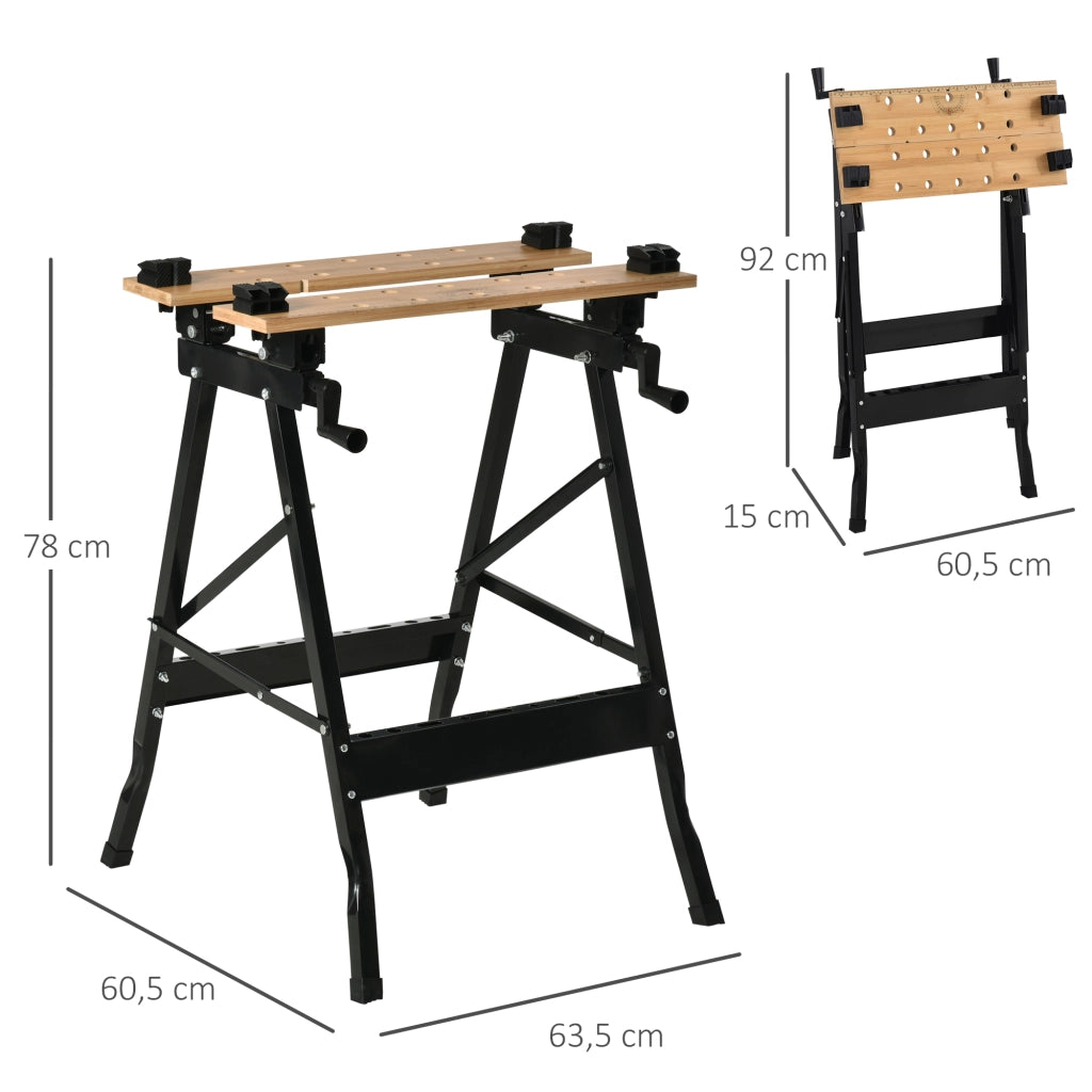 Tavolo da lavoro pieghevole con morsetti ¨C Minimal ¨C nero, 63.5x60.5x78cm