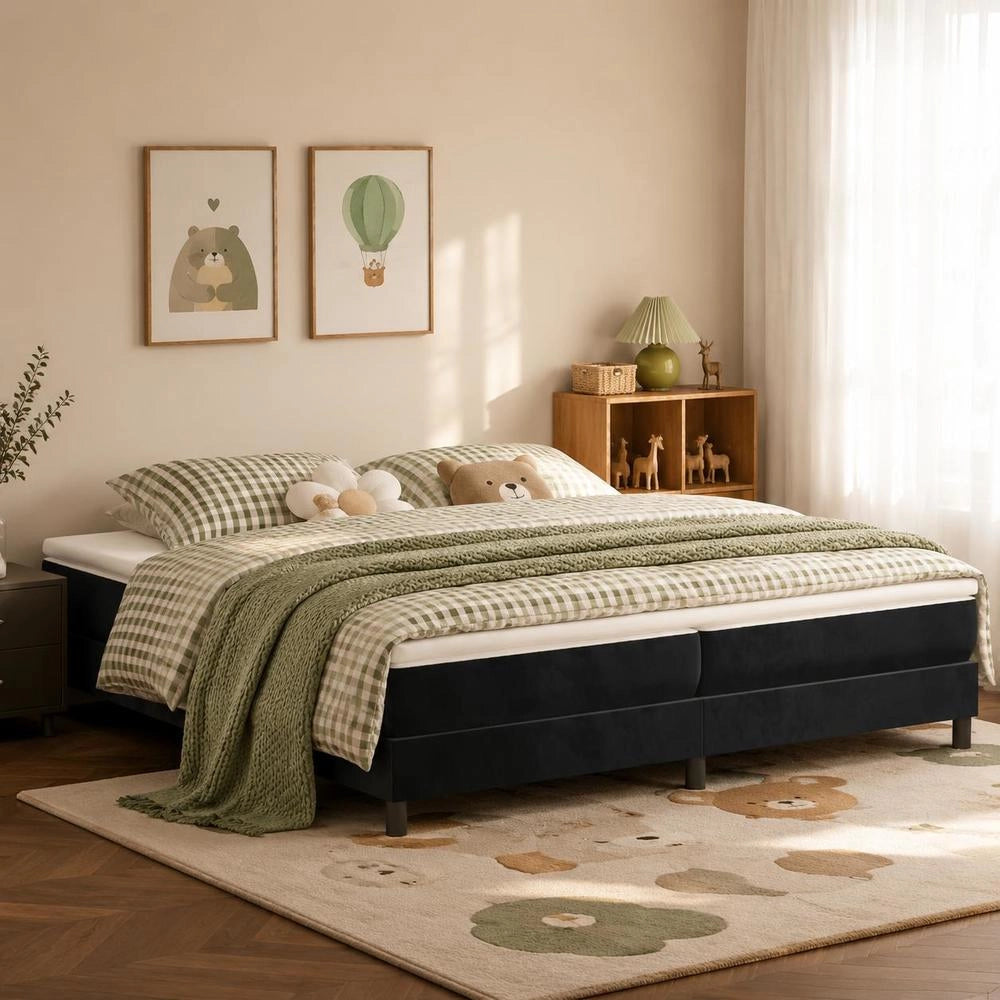 Box Spring Bed Frame Black 200x200 Cm Velvet