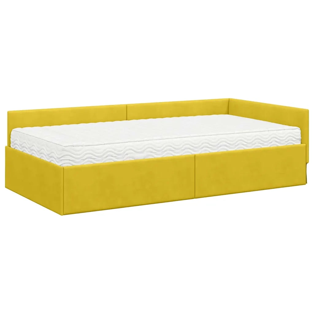 Struttura Letto Angolare con Materasso 2 pcs Giallo Velluto