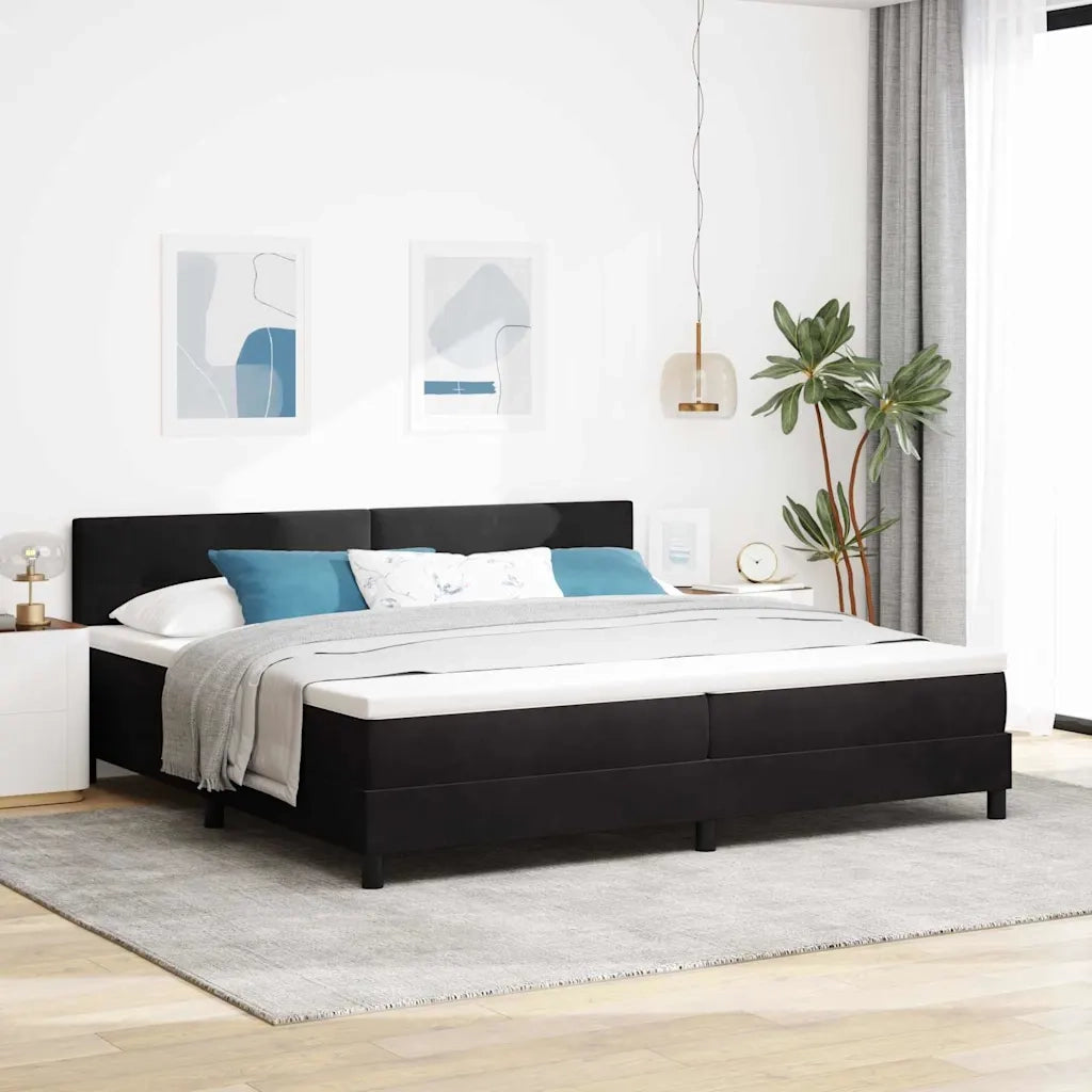 Letto a Sorgente LED con materasso Nero 200 x 200 cm Velluto