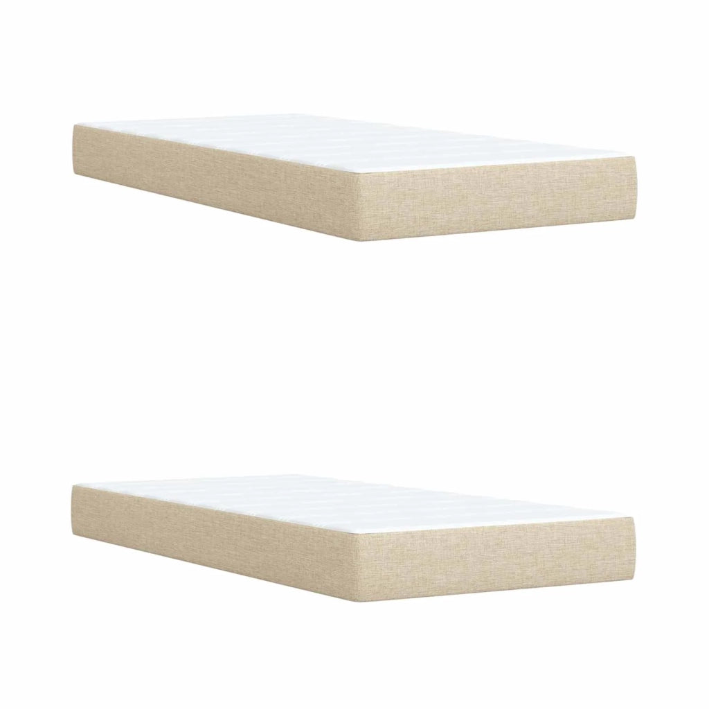 Letto box spring con materasso Crema 200 x 200 cm Tessuto 3451040