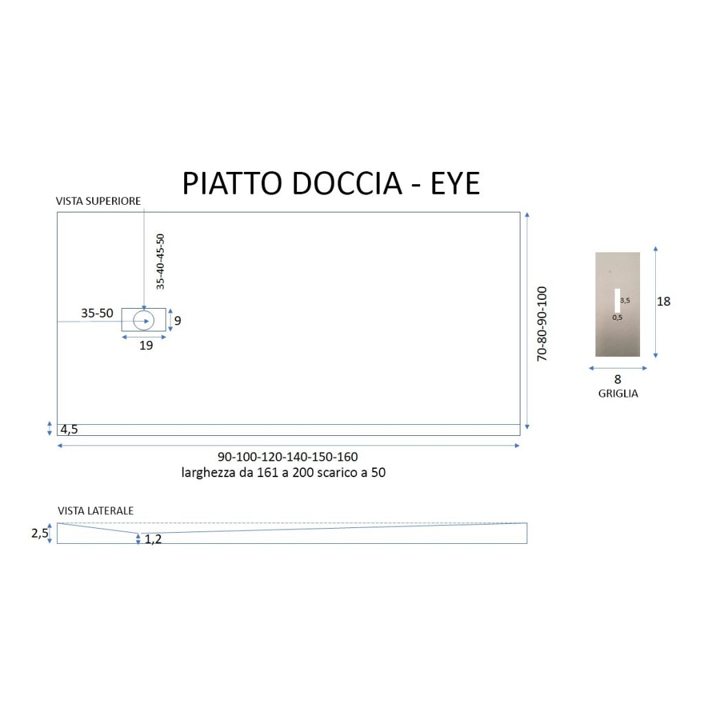 Piatto doccia in marmoresina nero effetto pietra cemento maka, misura 80x190