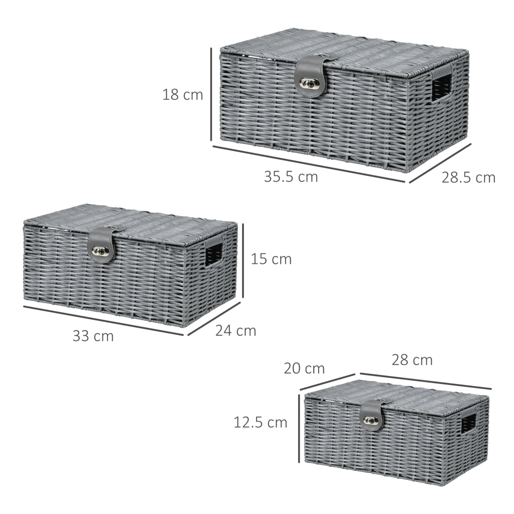Cestino in Vimini PP con Coperchio ¨C Minimal ¨C Grigio