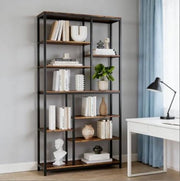 Libreria industriale 100x30x200 cm in metallo e legno