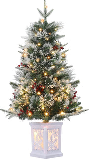 Albero di Natale da Interno 90cm con 78 LED Luce Calda 8 Modi e Base Fiocco Luminoso