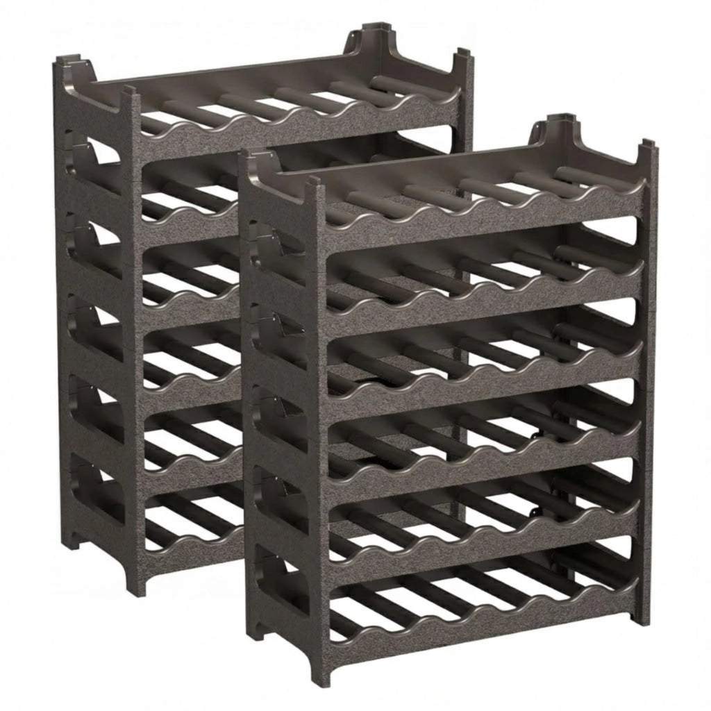 CookandSupply x TheWV Cantinetta Vino in Plastica Modulare Impilabile, Portabottiglie Effetto Pelle Martellata, 6 Bottiglie per Modulo, Scaffale Portavino Salvaspazio - Marrone Corten, 72