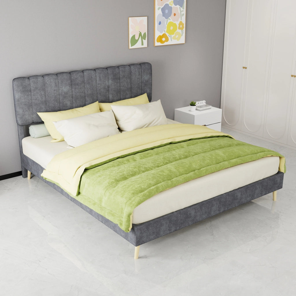 letto imbottito tessuto metallo grigio 160 x 200 cm