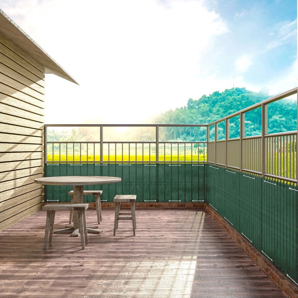 Telo Copribalcone Tinta Unita 90 x 500 Cm HDPE UV Frangivento Con Occhielli e 24 Metri Corda Schermo Privacy Terrazzo Frangivista Recinzione Copri Ringhiera Balconi Antipioggia - Verde