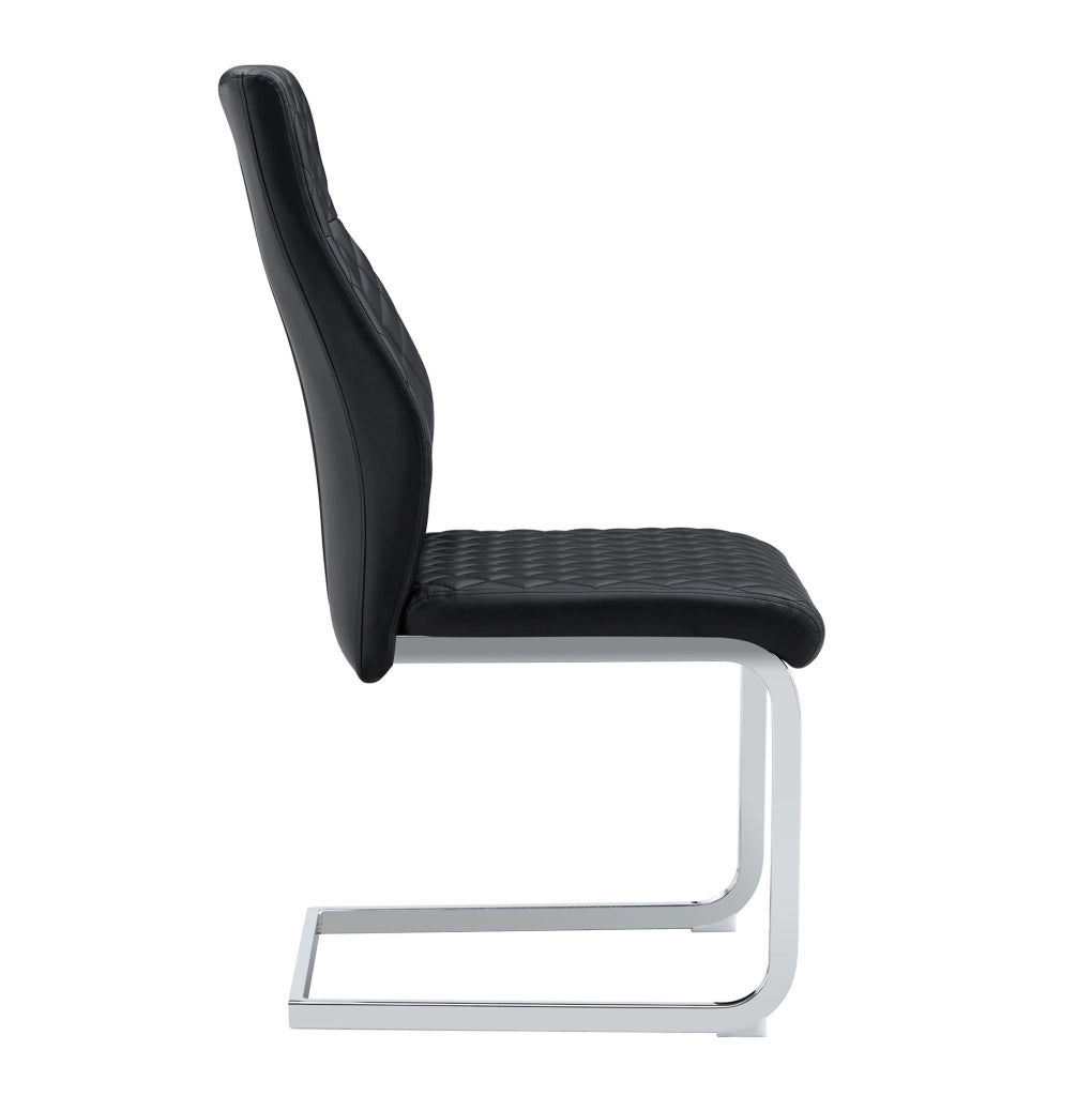 Set 2 sedie da pranzo ULEVR con schienale alto, imbottitura da 5 cm e rivestimento in similpelle nero