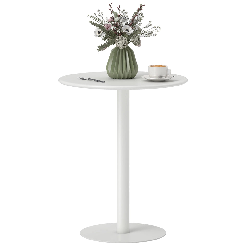 Tavolo da Cucina Rotondo per 2 Persone dal Design Moderno in Acciaio, ?60x72 cm, Bianco