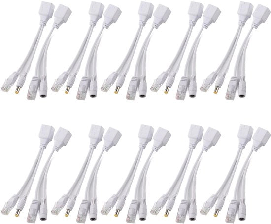 Sistema di sicurezza IP - Camera di sorveglianza - Cavo RJ45 - Adattatore Power over Ethernet - Lunghezza 16,5 cm - Divisore e iniettore - Adatto per la sicurezza domestica